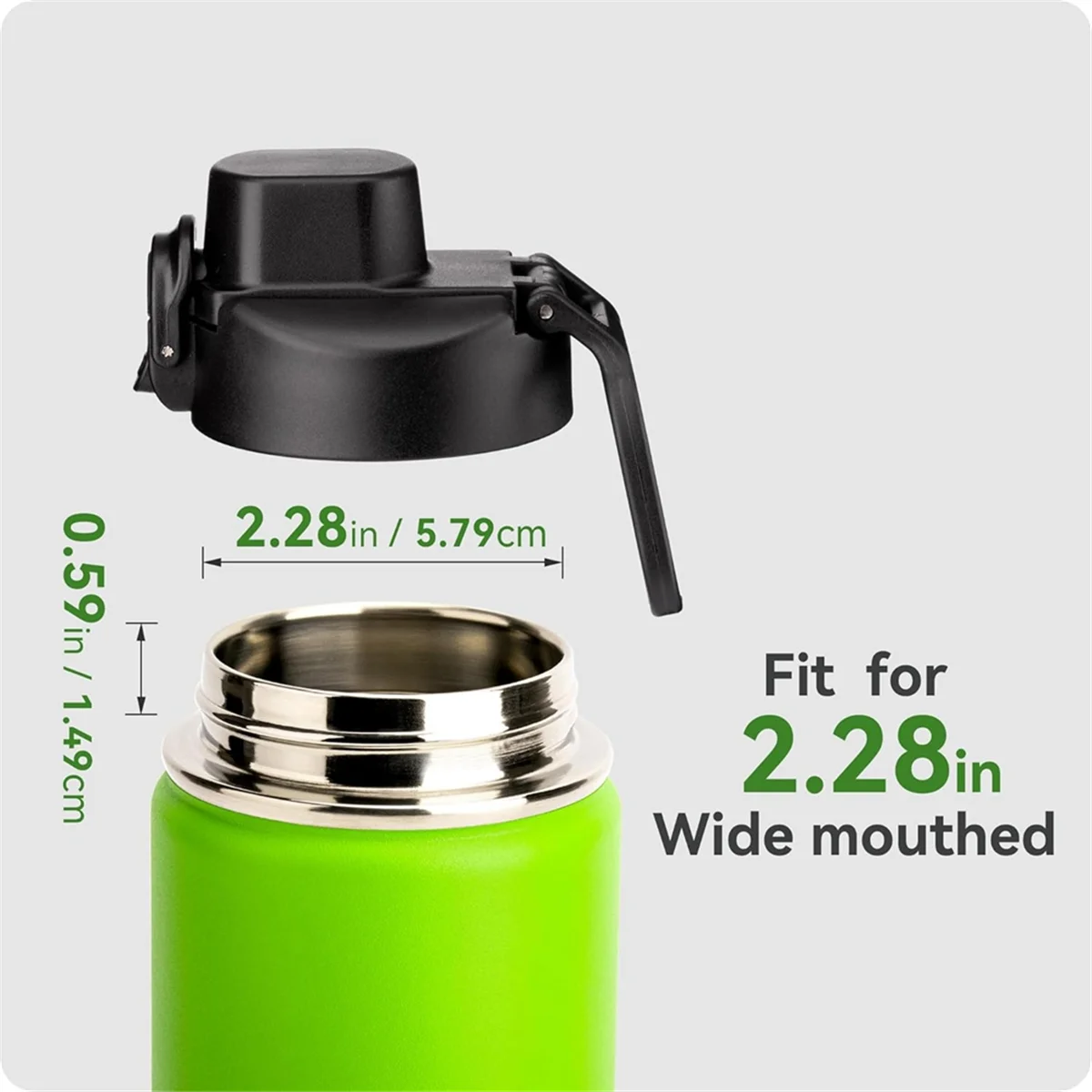 Tapa de boquilla de repuesto, tapa abatible automática para Hydroflask, botellas de agua deportivas de boca ancha de 12/16/18/20/32/40/64 Oz, 2 uds.