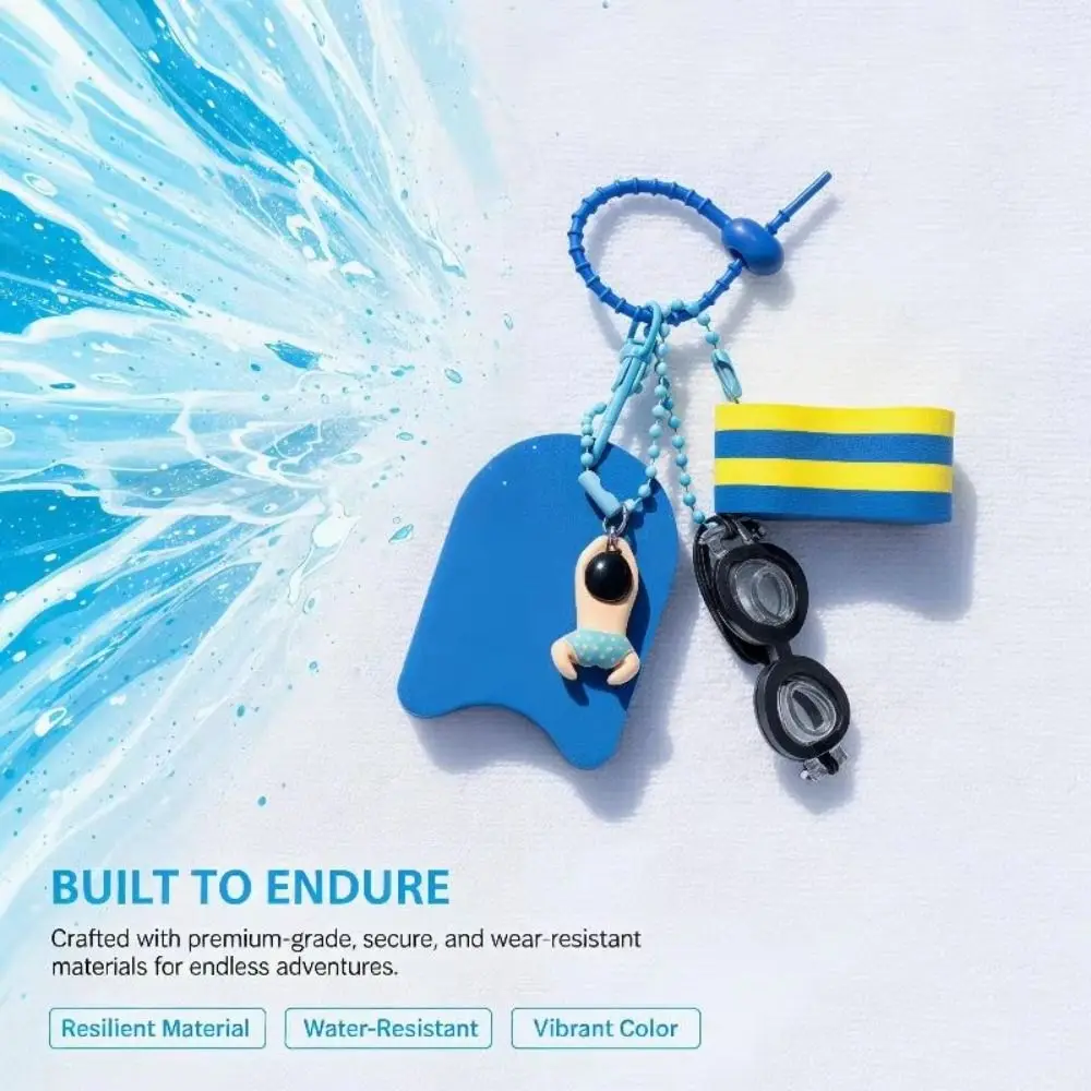 Anti-Loss Floatable Swim Keychain Mini Size Colorful Goggle Pendant Lightweight Cartoon Style Water Sport Accessory Water Park