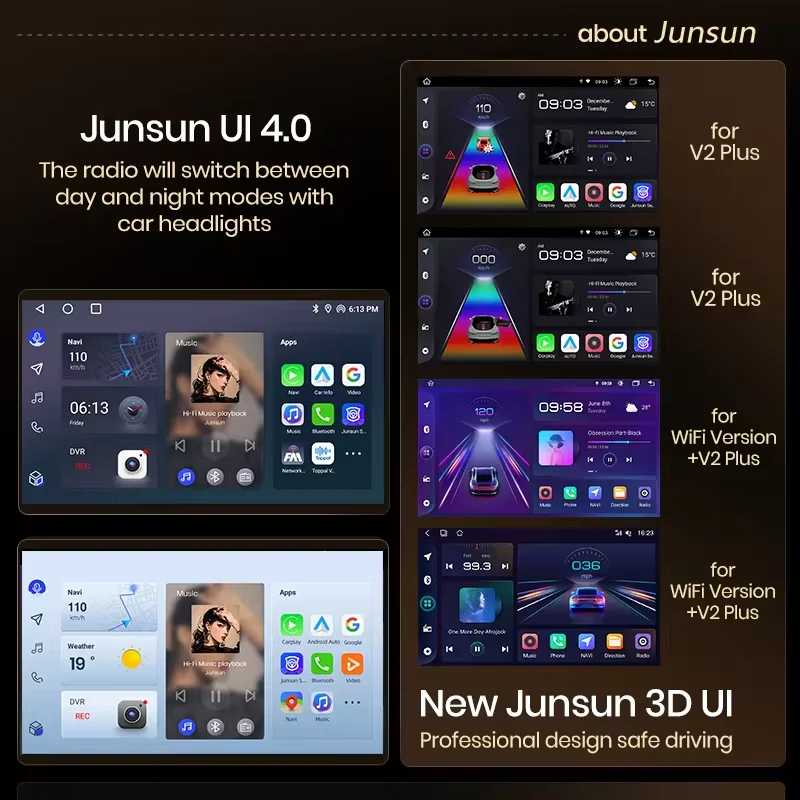 Junsun v1 drahtloses Carplay Android Autoradio für Smart Fortwo 451 2005 2006 2007 2008 2009 2010 4g GPS intelligentes Autoradio