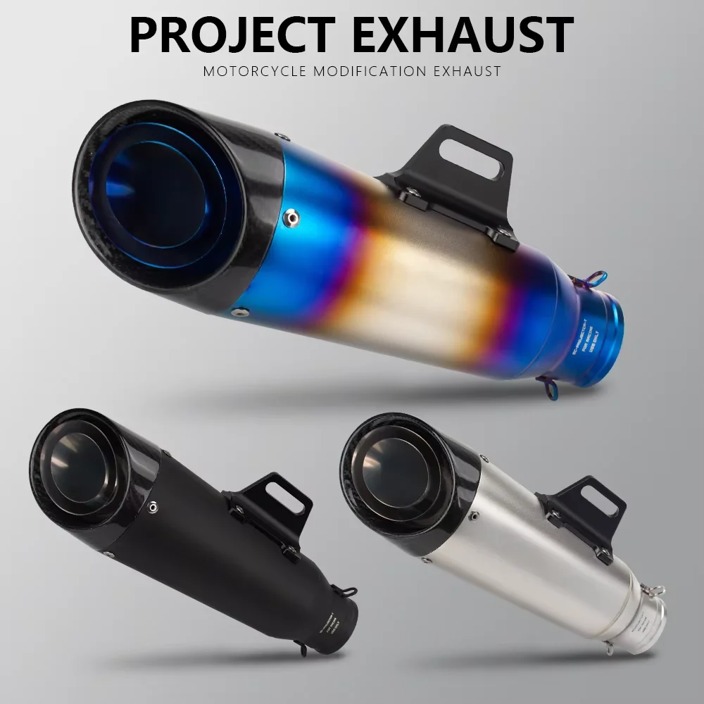 

Universal 51MM 60mm Motorcycle Carbon Fiber Exhaust Three-Layer Muffler Pipe for R6 R15 R3 MT07 zx6r z900 mt09 ninja400