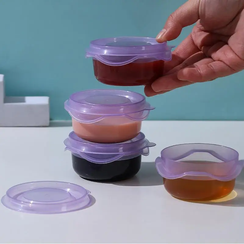 1/4 Pcs Light Purple Salad Dressing Container To Go With Lids Tiny Condiment Containers Small Sauce Containers For Lunch Box