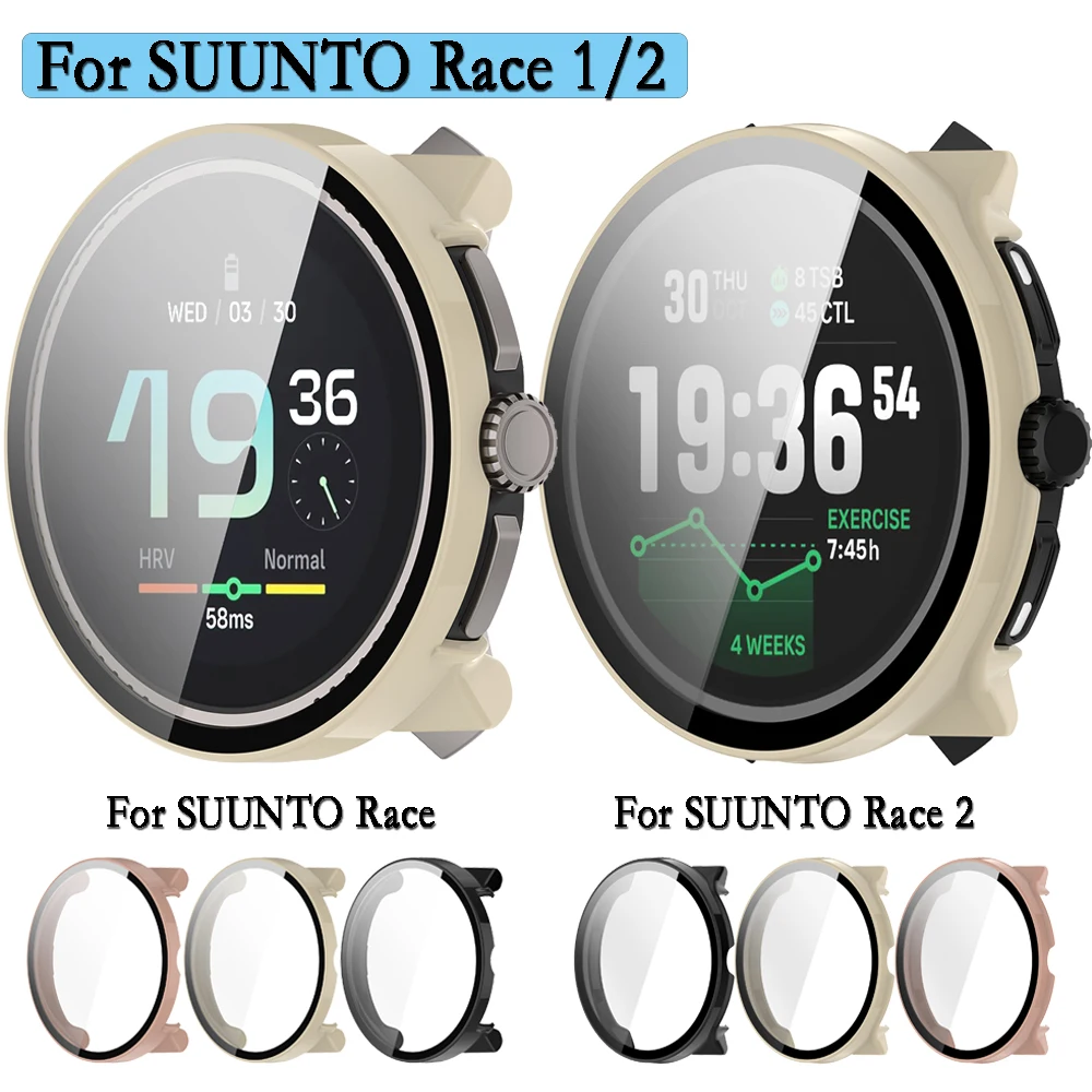 

Для Suunto Race 1/2 чехол для часов с полным покрытием, твердый чехол для ПК с жестким закаленным стеклом, защитная пленка для экрана, защита часов