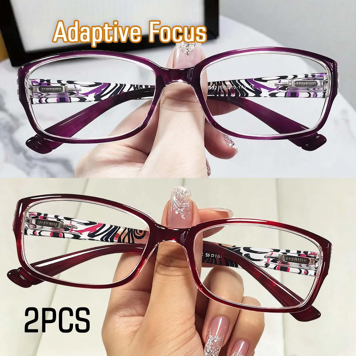 نظارات قراءة بإطار مربع للنساء، نمط فريد من نوعه لقصر النظر الشيخوخي للسيدات، نظارات كاجوال مضادة للضوء الأزرق لقصر النظر