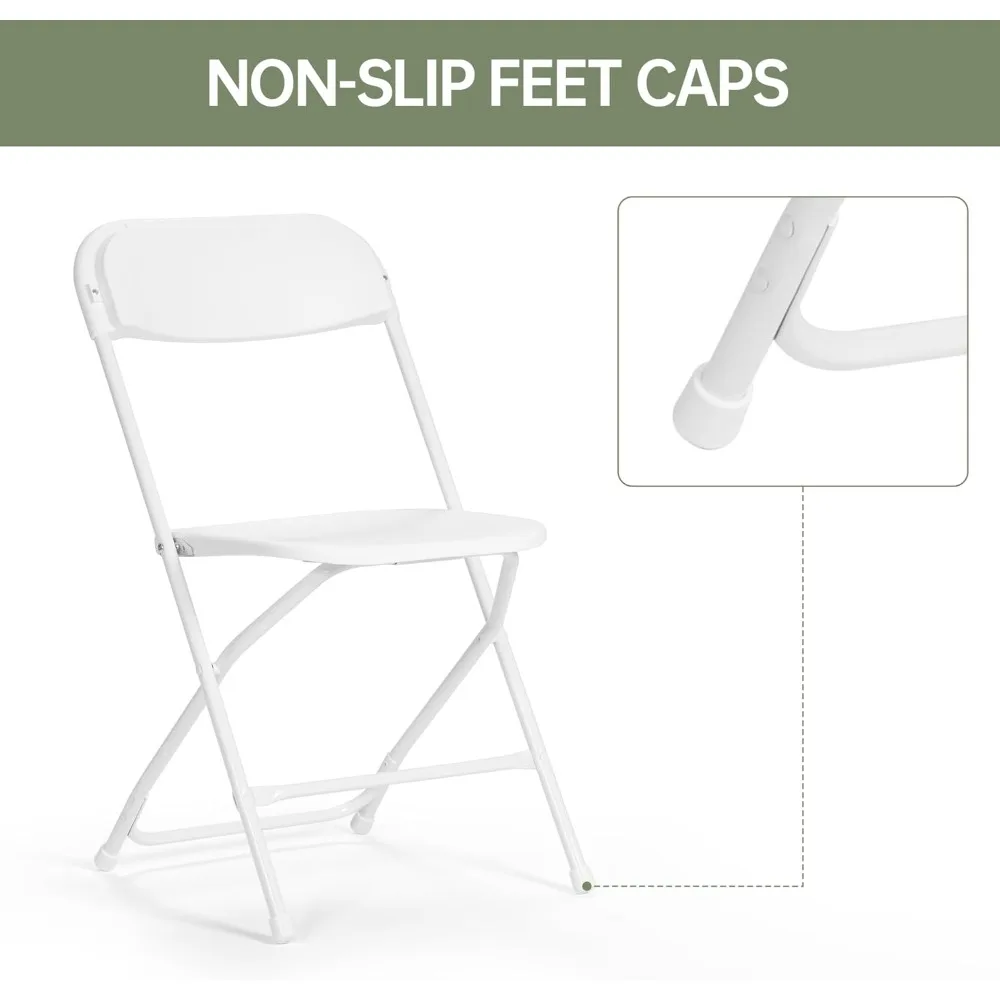 Portable Premium Plastic Folding Chairs for Weddings and Events, 450 LB Capacity, 10 Pack, Commercial-Grade Chairs