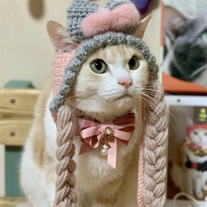 Cross-border sales Sweet Double ponytail cat hat with bow at the top Party Photo Shoot Props Decoration Cat Accessories