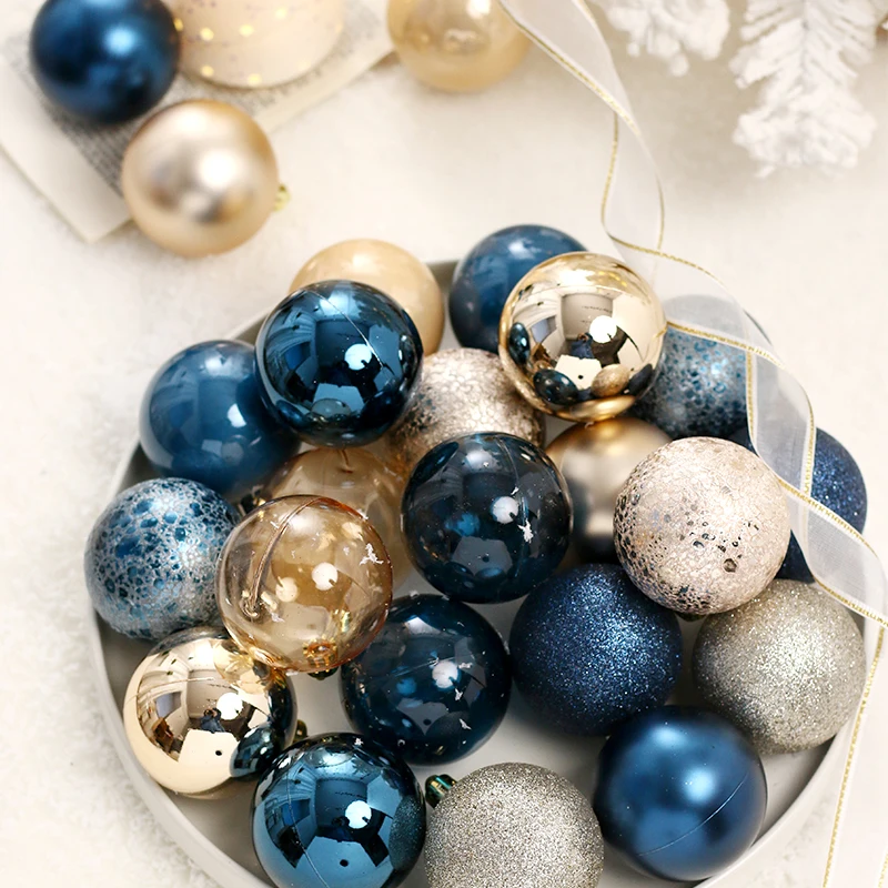 Luxe Blauwe Plastic Bal 6Cm Kerst Ornamenten Nieuwjaar Hangende Kerstballen Hangers Xmas Decor Voor Thuis Adornos Navidad