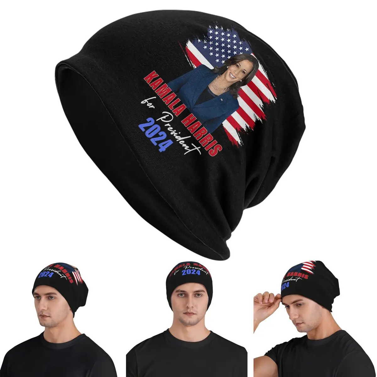 

Kamala Harris For President 2024 Skullies Beanies Hats Warm Autumn Winter Outdoor Cap Knitted Bonnet Caps for Unisex Adult