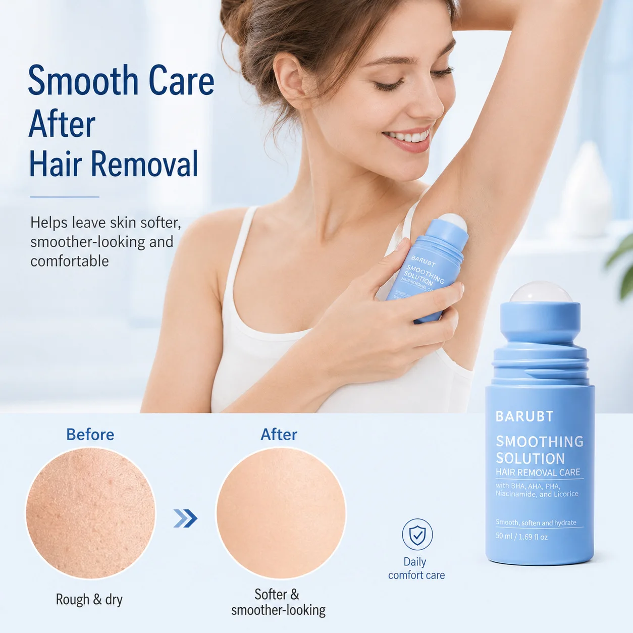 50ml Shaving Lotions Hair Removal After Hair Remova Roll-On Solution For Underarm Leg Hand Skin Relief After Shave Skin Pain Discomfort Prevent Redness Fast Repair Serum
