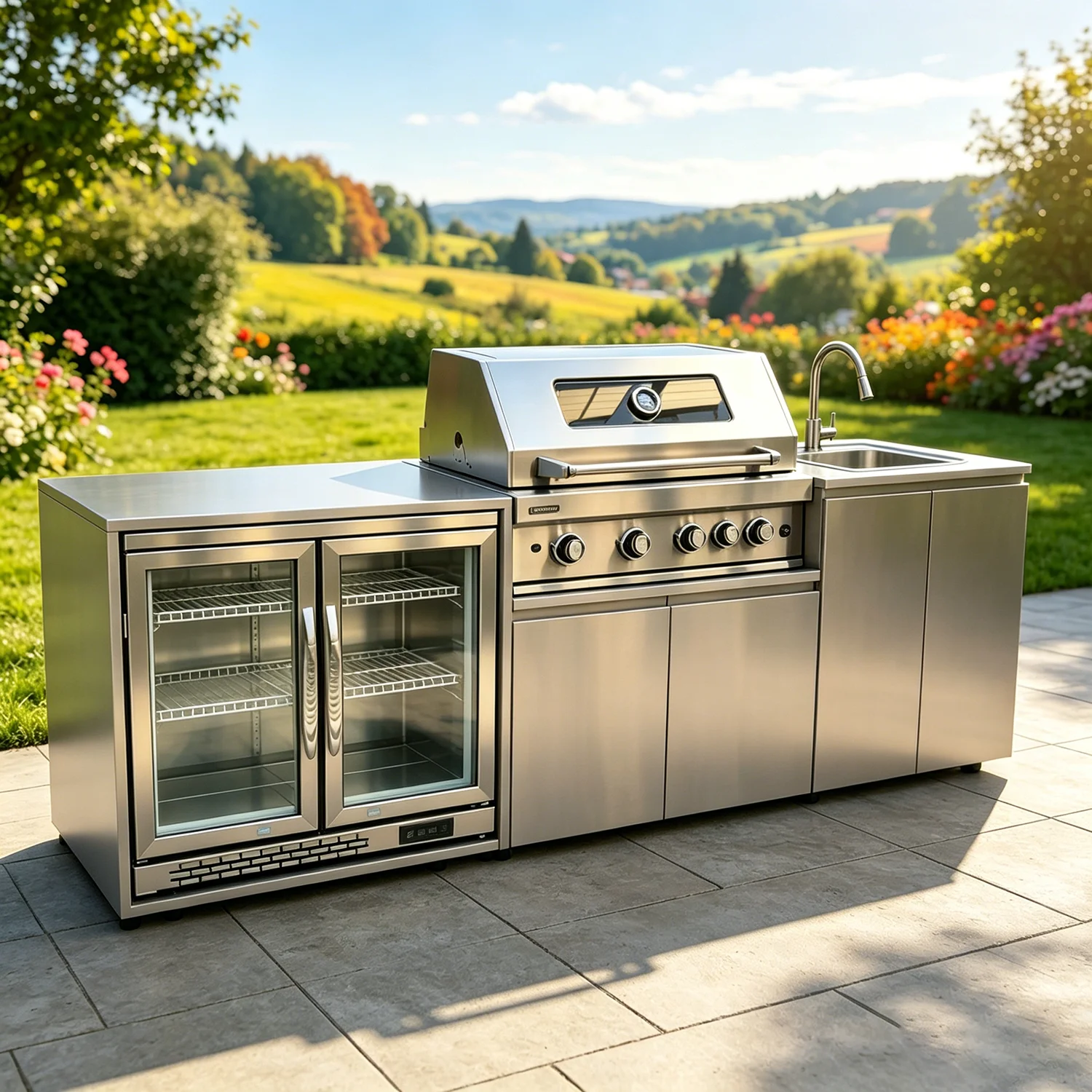 Integrated Sink Cabinets for Garden, Durable Stainless Steel Outdoor Kitchen, Great for Garden, Terrace & Outdoor Application
