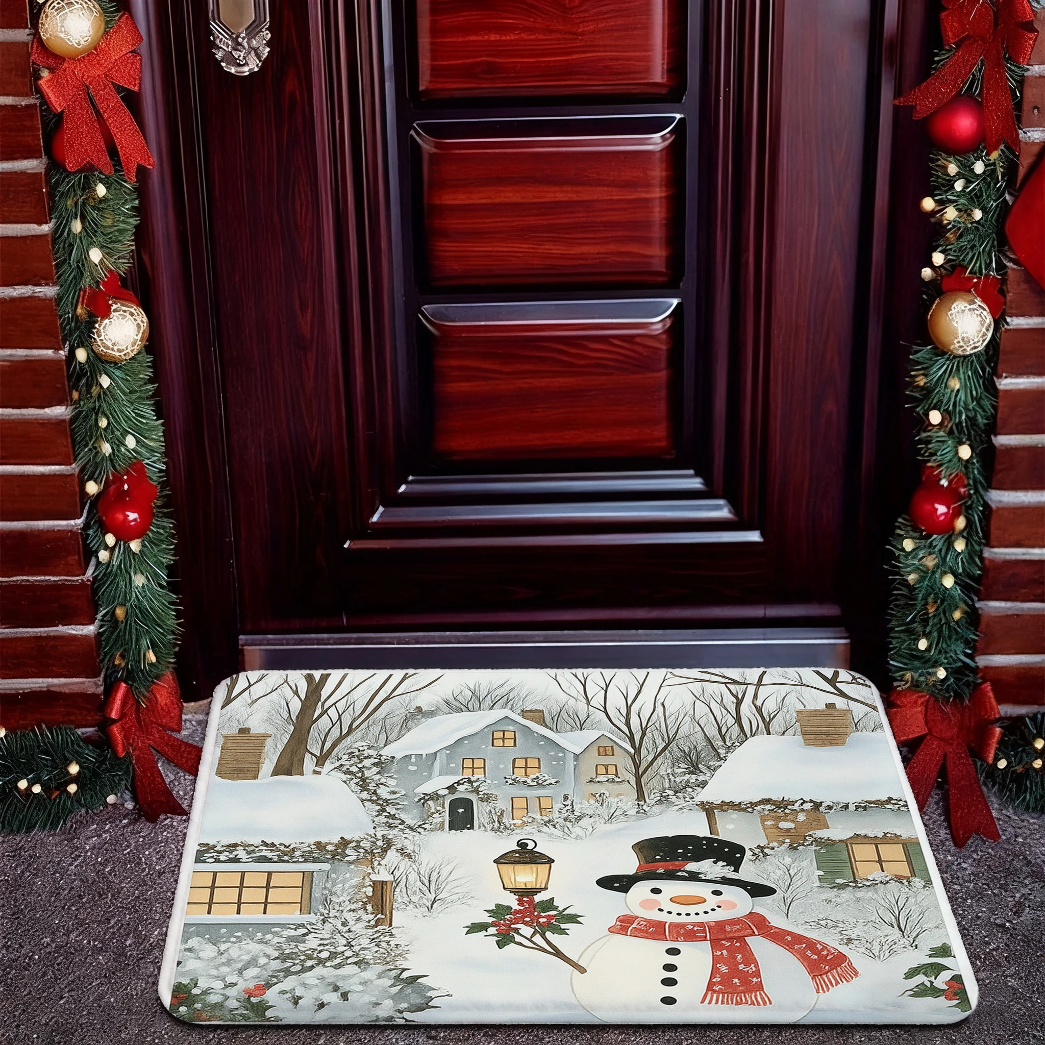 

A Charming Christmas Snow Scene DoormatHome Decor Bedroom Living Room Entryway Floor Mat Kitchen Bathroom Carpet