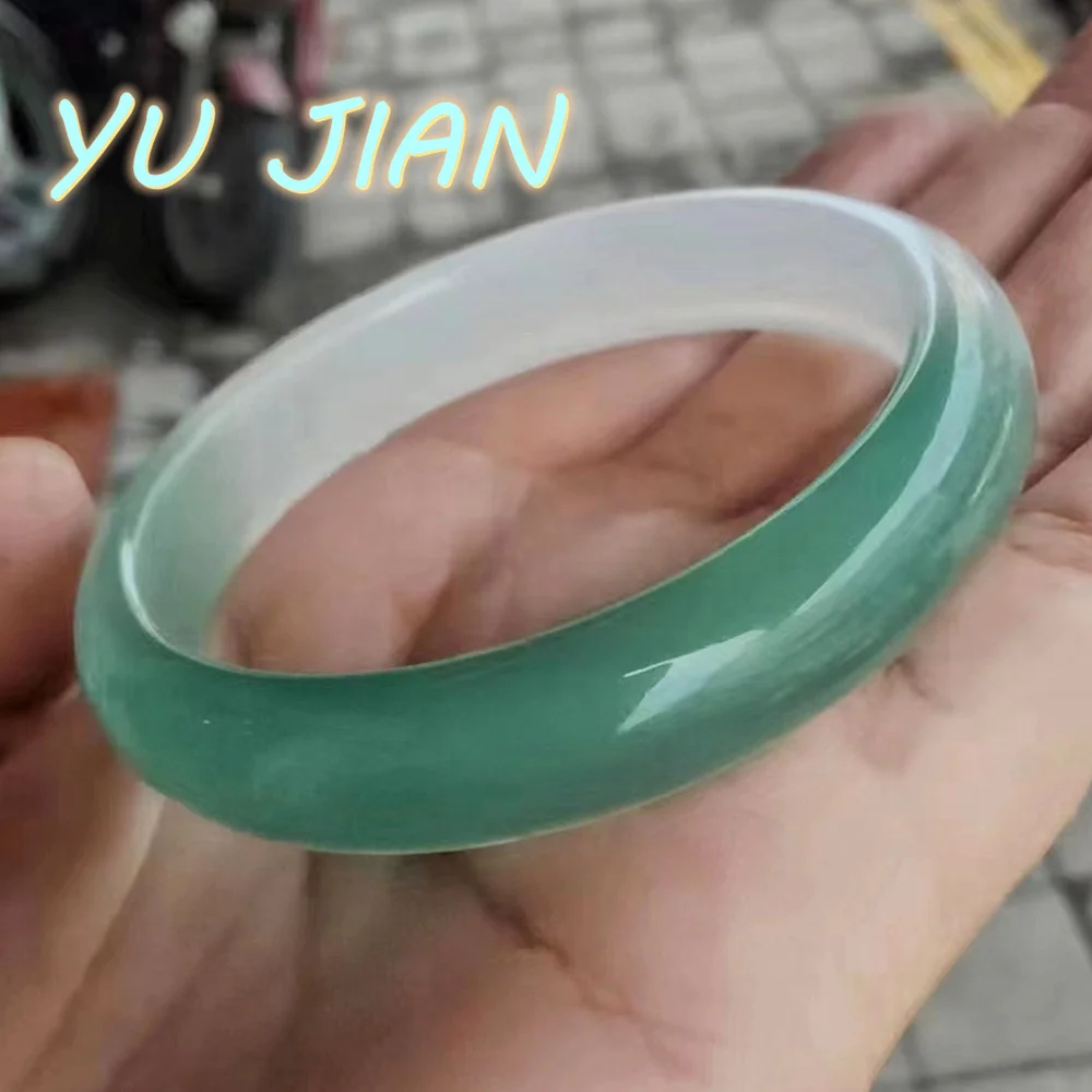 Delicate 5A Ice Seed Aoyama Dai Positive Circle Half Mountain Half-Water Handring Jade Bracelet Chalcedony Bangles Fine Jewelry