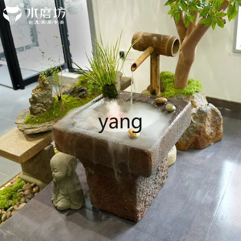 LTT， Chinese outdoor running water ornament courtyard fish pond landscaping living room tea room water feature decoration