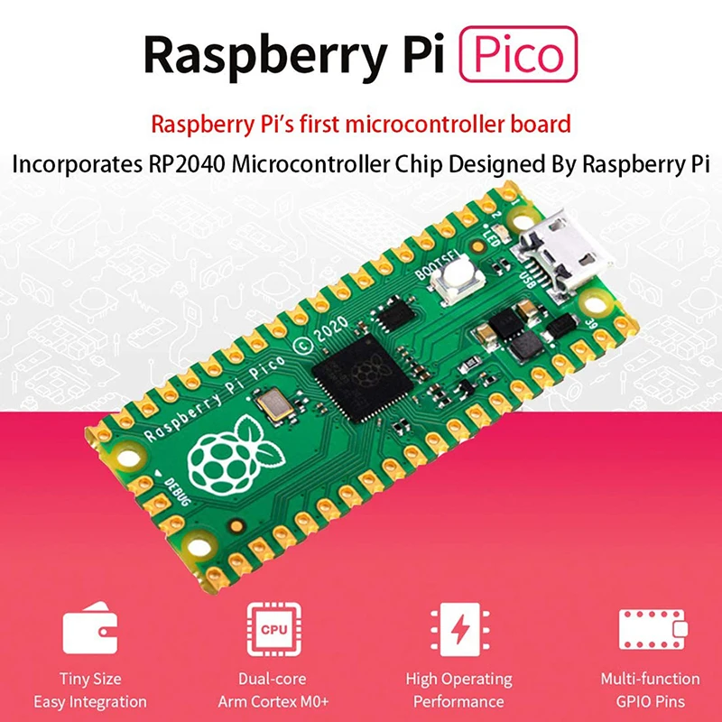 Raspberry Pi Pico RP2040 Microcontroller Chip Dual-Core 264KB ARM Cortex M0+ Processor Low-Power