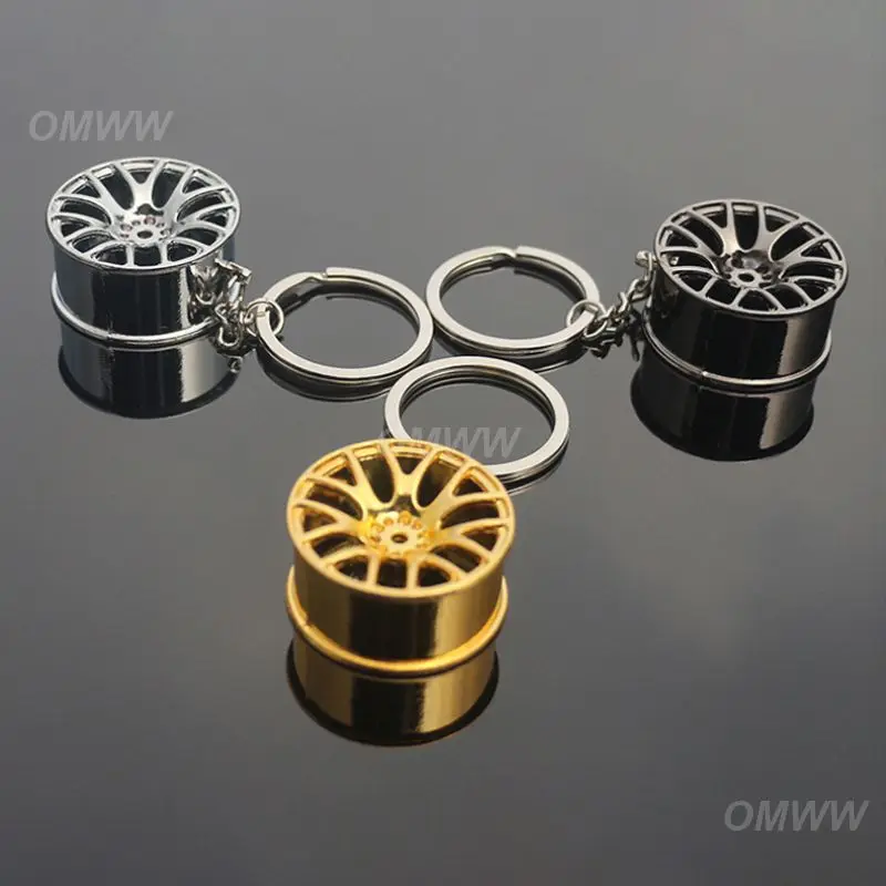 Creative Wheel Rim Keychain Men Metal Car Key Pendant Mini Hammer Wrench Tool Keychain Car Speed Gear Head Key Chains