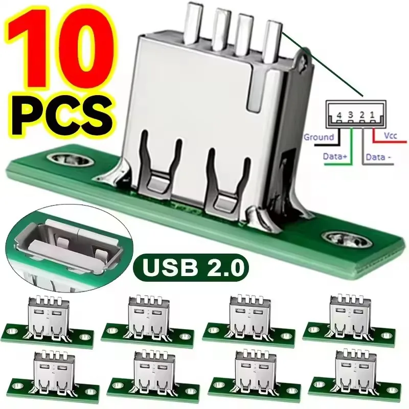 10/5/3/1PCS USB Type-A Female Plug Connector with Panel Mount Solder USB 2.0 DIY Solder Adapter for Phone Laptop Tablet