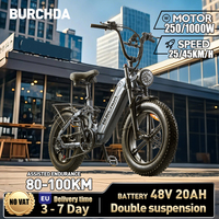 BURCHDA 2025 NEW AZ20 1000W45KM/H 20 Inch Electric Bicycle 48V20AH Lithium Battery Ebike 4.0 Fatbike Electric Bike for adults