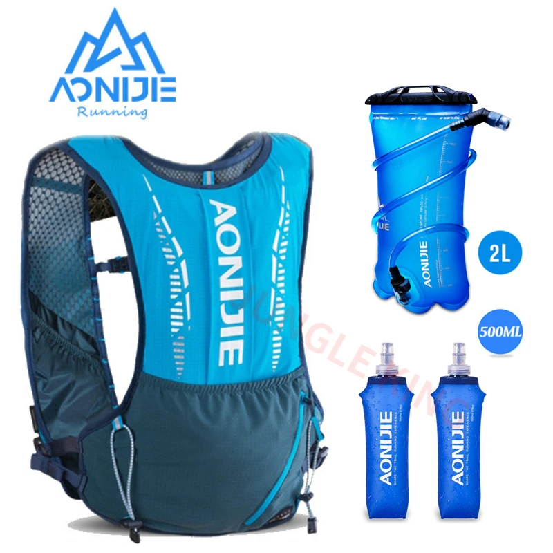 AONIJIE C9102S New Ultra Vest 5L Hydration Backpack Pack Bag Soft Water Bladder Flask Set For Hiking Trail Running Marathon Race