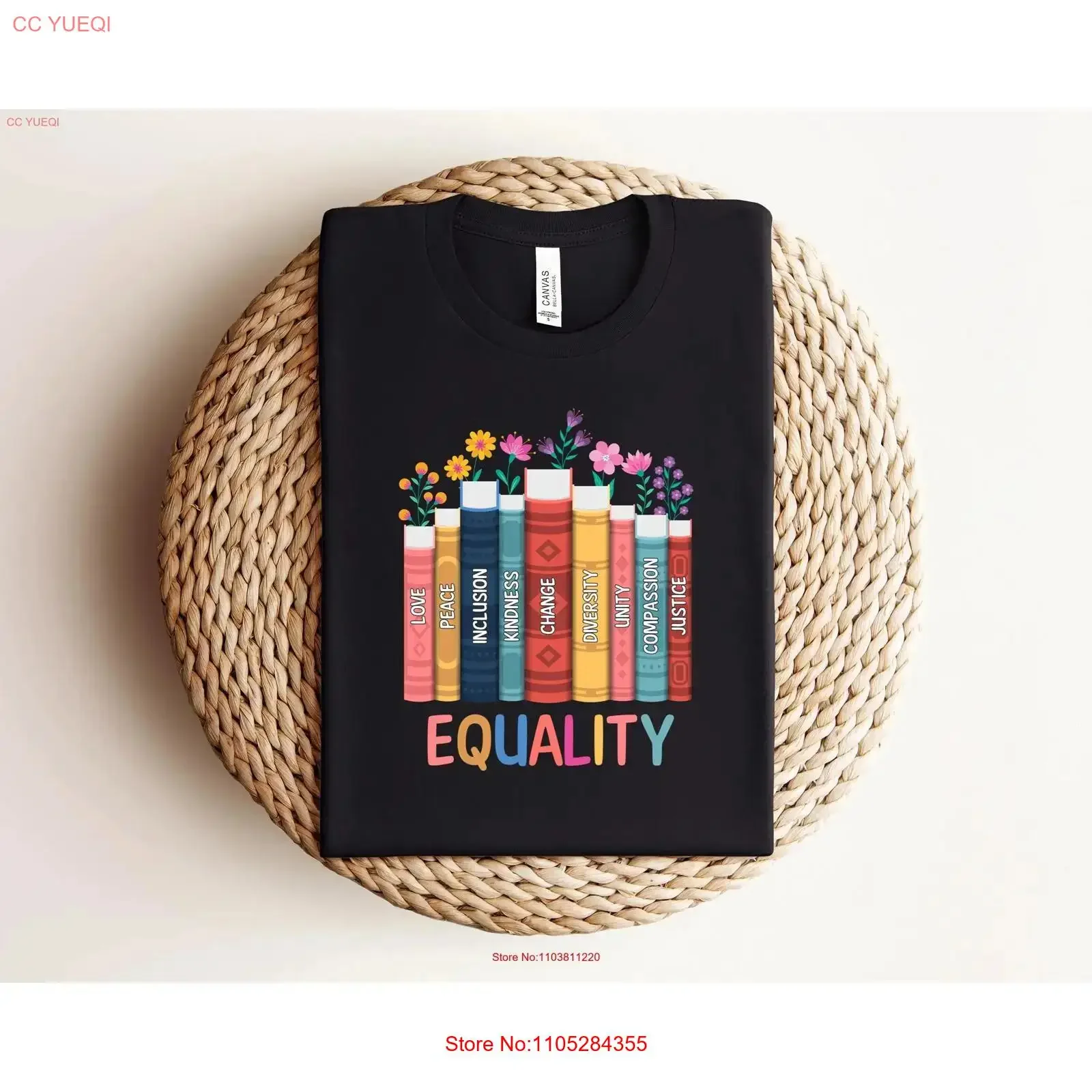 Equal Rights T Shirt Human Equality Social Justice Peace Love Diversity Floral Book vintage Washed designer clothes Soft Casual