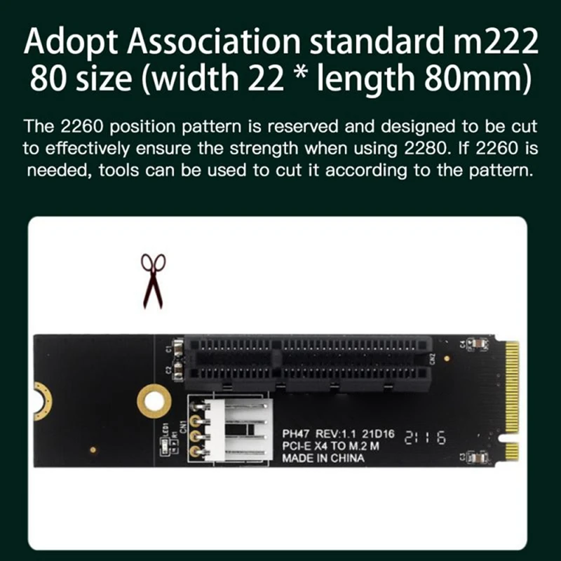 NGFF M.2 para PCI-E Riser Card, 4X, M2 M Chave para Pcie X4 Adaptador com indicador LED, SATA Power Riser para Bitcoin Mining