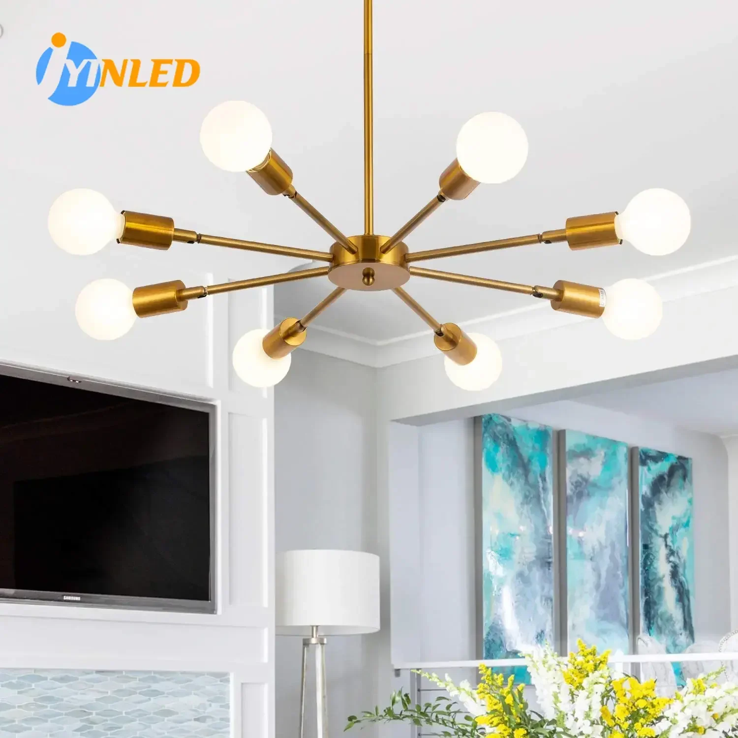 

Home Decor LED Chandelier Modern 6-Head LED Ceiling Lamp Living Room E27 Mounted for Bedroom Dining Room Corridor Balcony Light