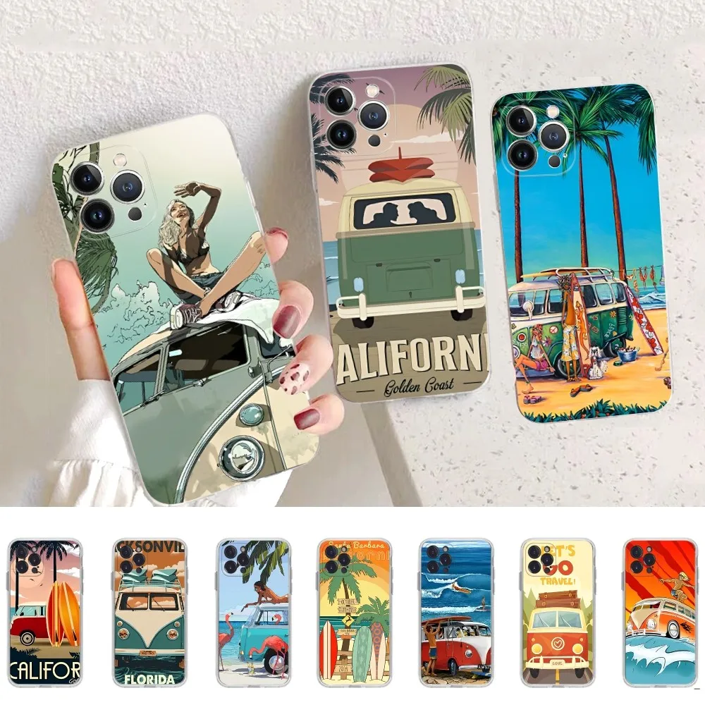 Combi Van Surf Phone Case For IPhone 14 11 12 13 Mini Pro XS Max Cover 6 7 8 Plus X XR SE 2020 Funda Shell