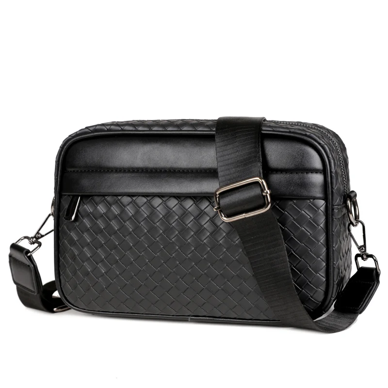 حقيبة رجالية رائعة وحرفية عالية الجودة بنمط منسوج كلاسيكي حقيبة كتف كروس عصرية ومتعددة الاستخدامات