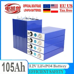 3.2V 105AH LiFePO4 Battery Grade A Rechargeable Cell With Free Busbars For Solar Energy DIY 12V 24V 48V Lithium Battery Pack