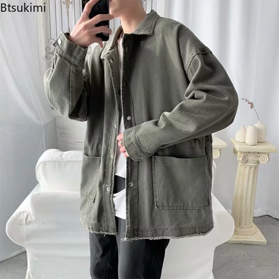 2025 Spring and Autumn Men's Ins Style Loose Jackets Versatile Trendy Functional Workwear Jackets Hong Kong Style Clothes Male