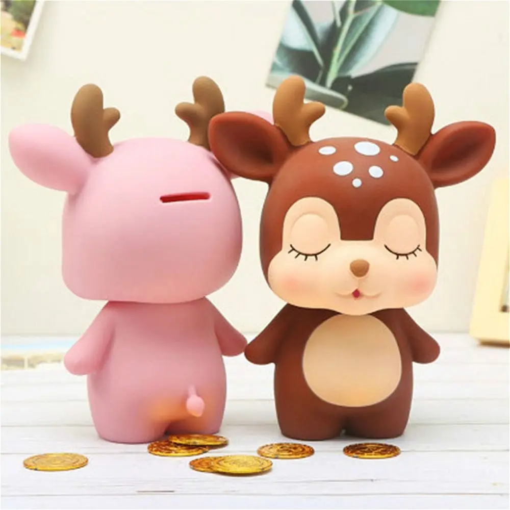 Creative Resin Coin Piggy Bank Cartoon Deer-shaped Piggy Bank Living Room Bedroom Desktop Decoration Ornaments