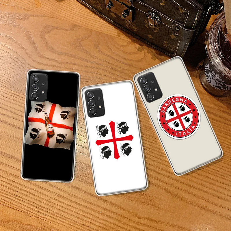 Flag of Sardinia Phone Case For Samsung A15 A25 A35 A55 Galaxy A12 A22 A32 A52S A72 A05S A02S A42 J6 J4 A6 A7 A8 A90 A80 J8 A9 C