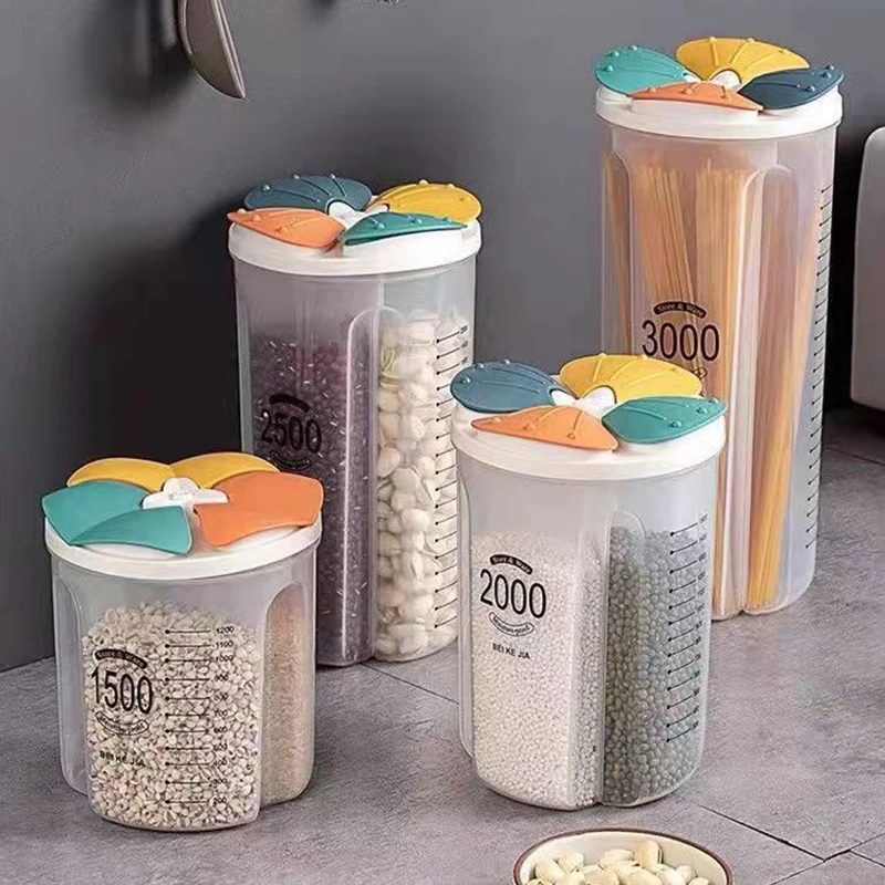 Kitchen Storage Cereal Dispenser Food Can Home Cereal Container Moisture-Proof Sealed Cans Cereals Bean Organizer Box