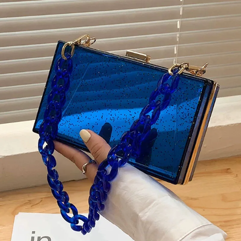 Fashion Acrylic Transparent Shoulder Bag Women's High-Quality Armpit Bag Box Bag Dinner Bag