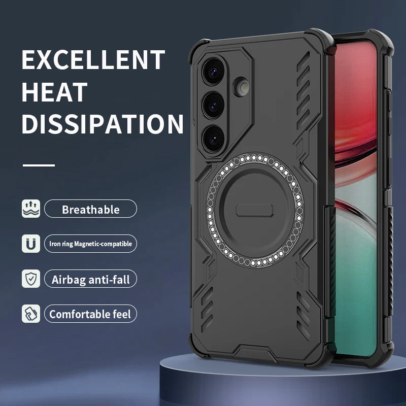 For Samsung Galaxy S26 S26 Plus S26 Ultra  Mechanical Super Cooling Magnetic Wireless Charging Support Drop-Resistant Phone Case