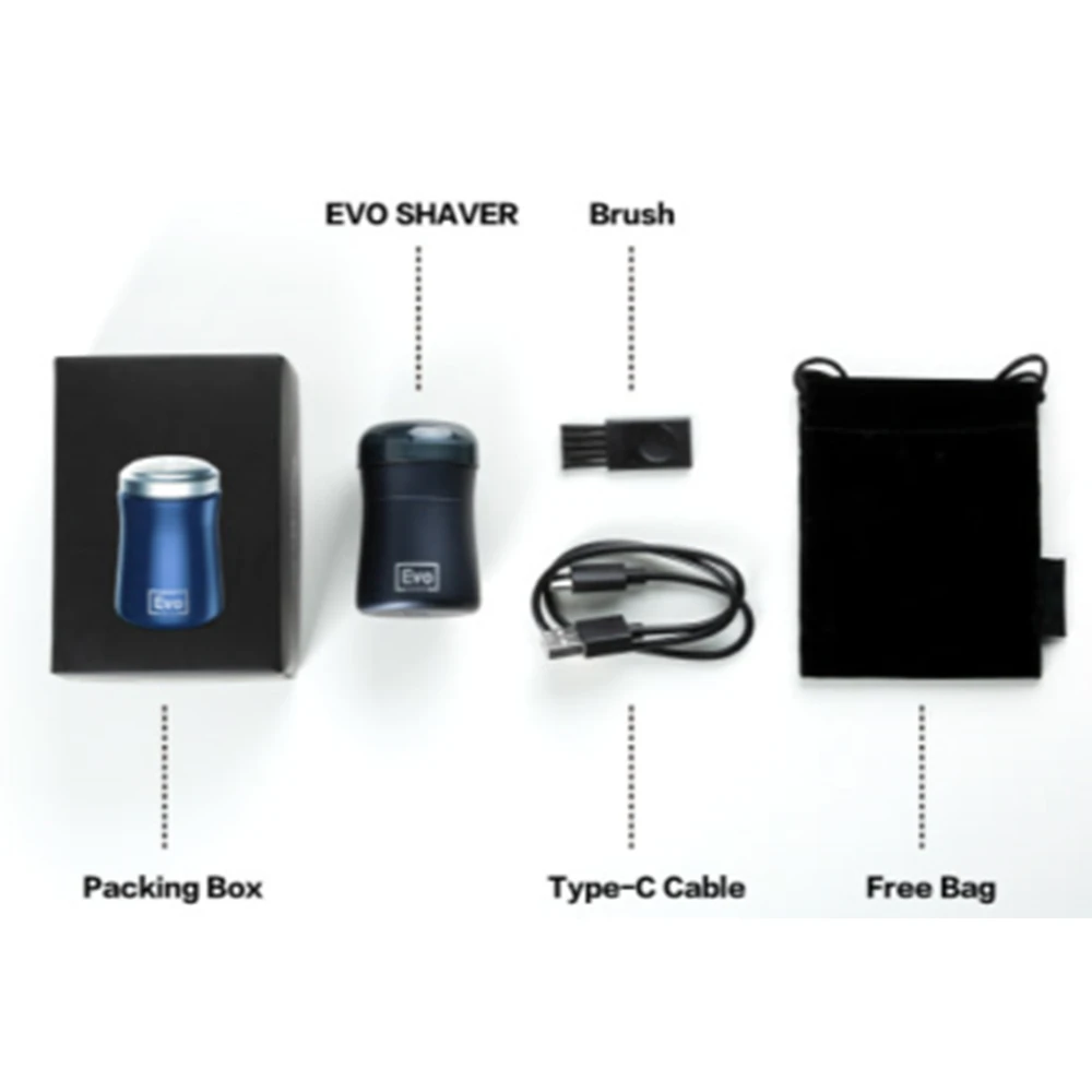 EVO-Mini Afeitadora eléctrica recargable para hombres, máquina de afeitar para Barba, tamaño de bolsillo de viaje, recortadora, autoafilado