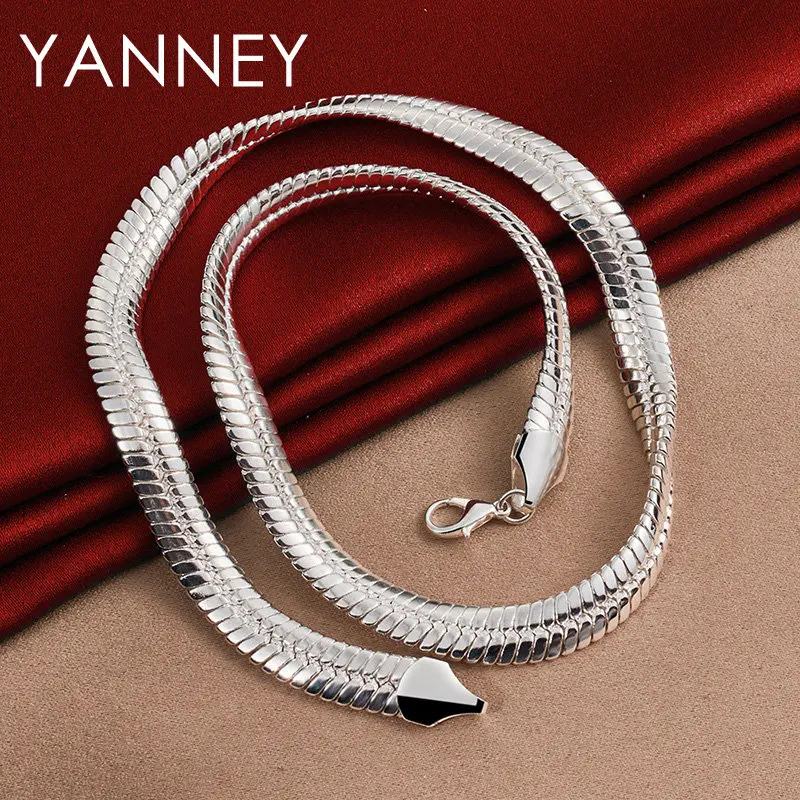 925 Sterling Silver 8MM 18 Inches Luxury Hip Hop Snake Chain Necklace For Men Women Fashion Gifts Jewelry Wedding Accessories