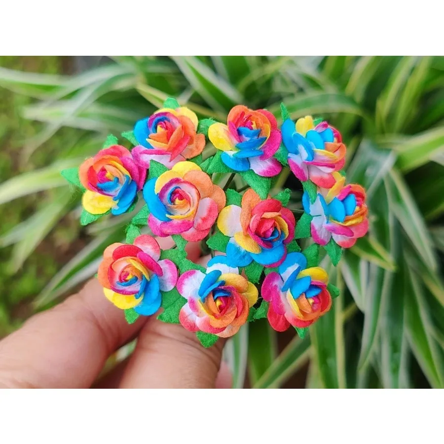 Mini Rose Kunstmatige Myerry Papieren Bloem Gemengde Kleur Toon Decoratieve Kleine Rozen Bloemen voor DIY Ambachten Projecten Scrapbooking W