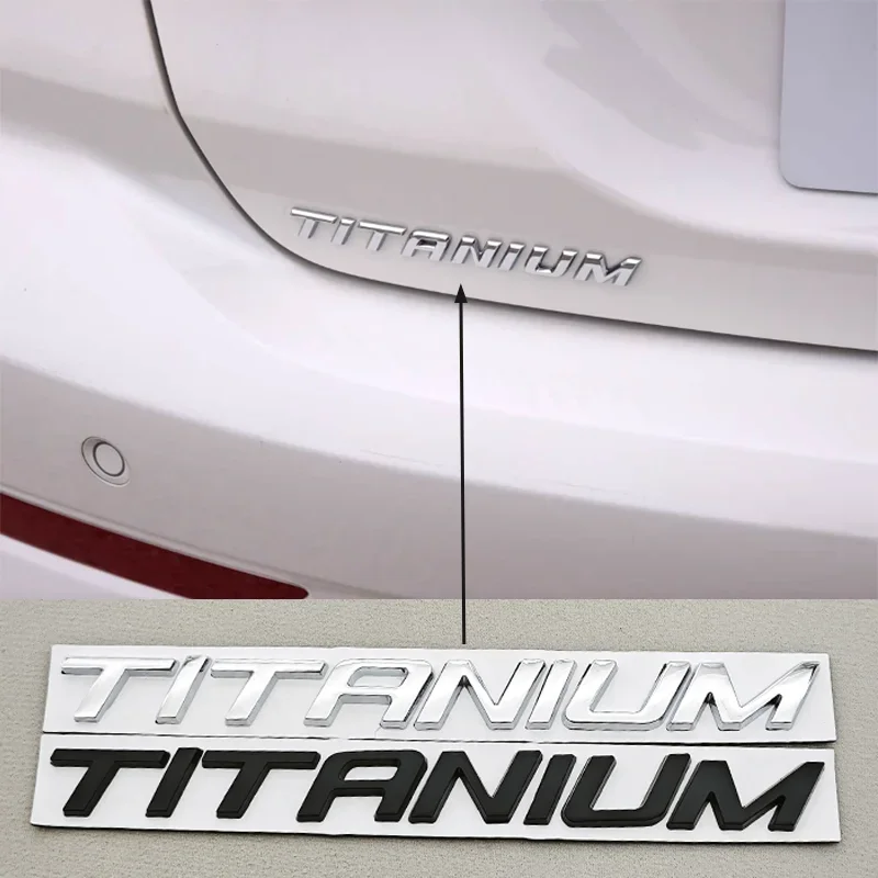 Adesivo de metal 3D cromado preto para carro, logotipo TITANIUM, emblema traseiro para porta-malas, para Ford Ecosport, Fiesta, Focus, Mondeo, Edge, Escape, Kuga (1 unidade)