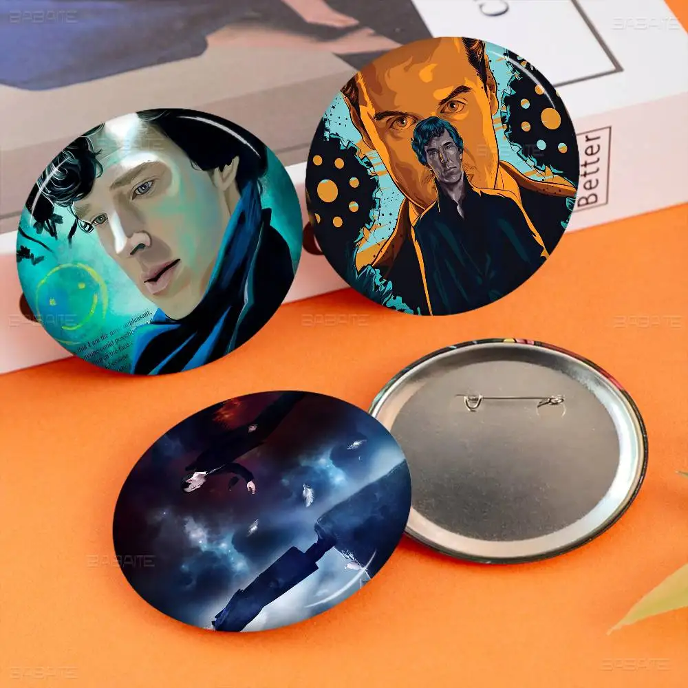 S-Sherlocks 221B Round Button Pins Slogan Creative Brooches Backpack Clothes Decoration Fashion Cartoon Jewelry Gifts