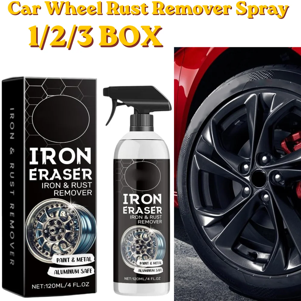 Car Rust Remover Spray Iron Powder Cleaner 1/2/3pcs Car Wheel Iron Powder Rust Remover Multi-Surface Safe Rust Remove Spray