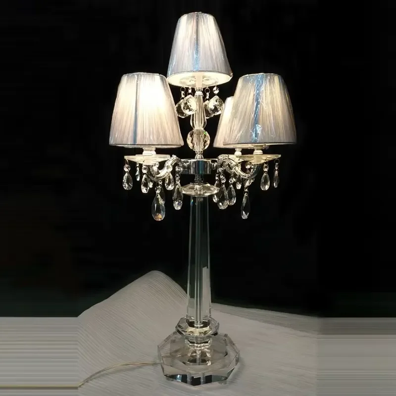 Luxury Crystal Table Lamp Antique Style Dopu Design Elegant Wedding Decoration Chandelier Light for Home Bedroom Living Room