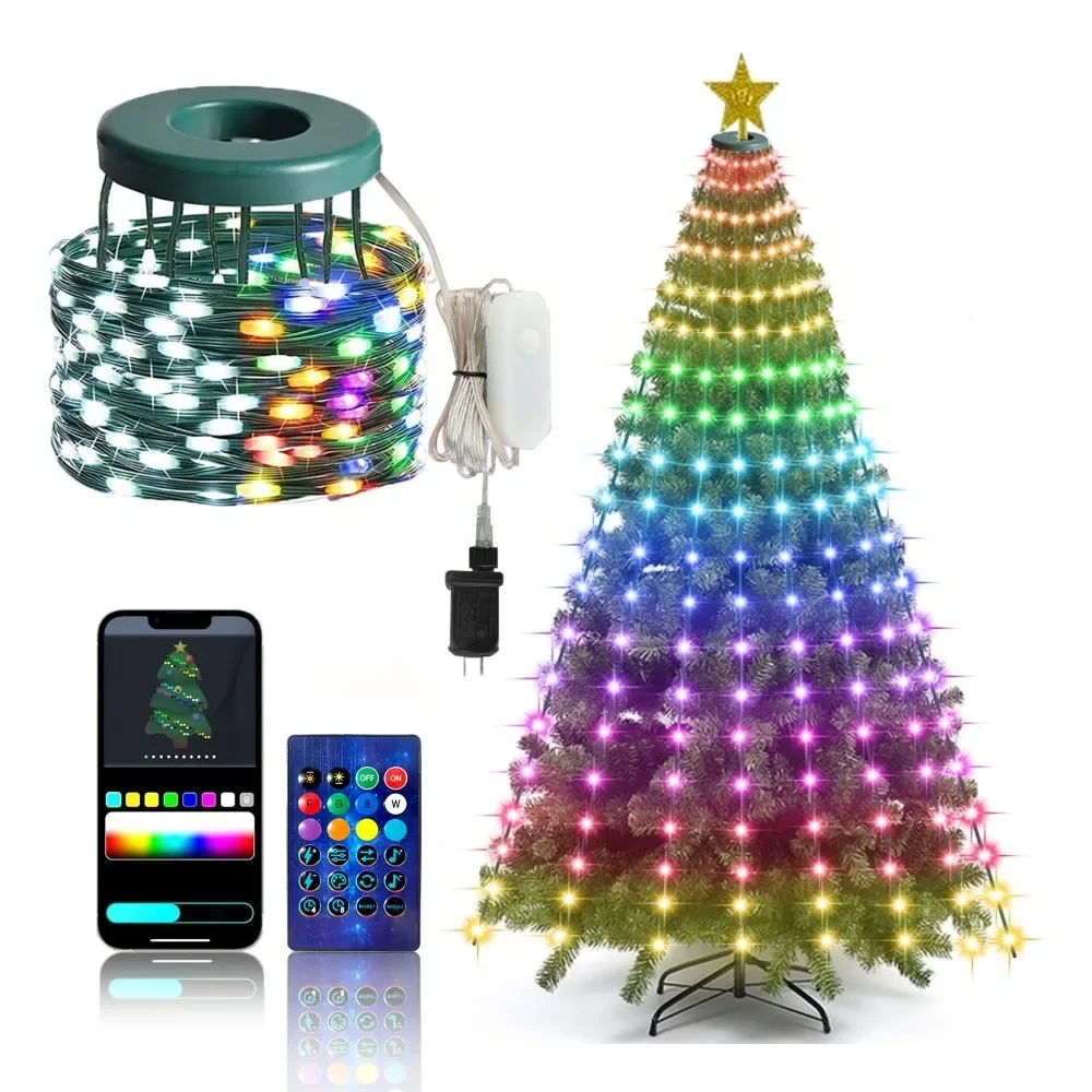 7Ft Fairy Led Lights Smart Christmas Tree Lights 400 LEDs RGB String Light APP Remote with Star Topper for Christmas Tree Decor