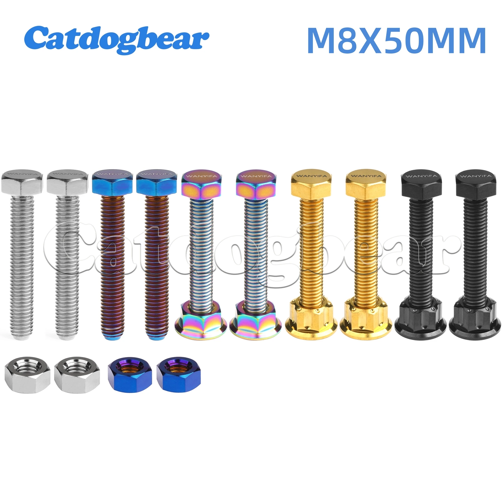 Catdogbear Titanium Bolts M8x1.25mm Hex Head Screws Nut For Motorcycle Chain Slack Adjuster