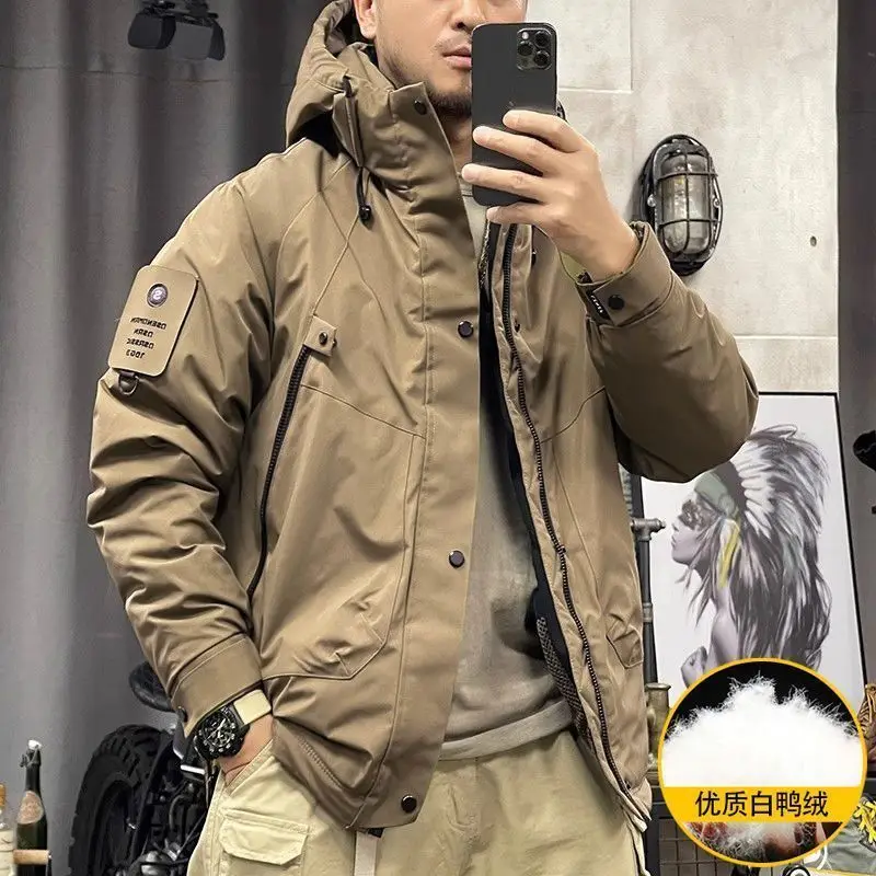 

Men's Winter Zipper Punch Coat Thickened Warm Short Jacket Loose Fashion Design Premium Soft Comfortable Versatile Trend Brand