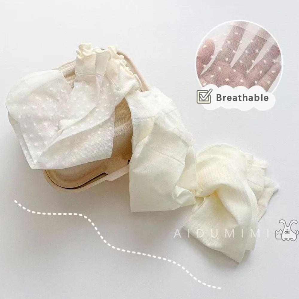 3pcs Summer Ultra-thin Socks Cute Girls Breathable Ice Silk Mesh Lace Socks Princess Ruffle Pile Socks White