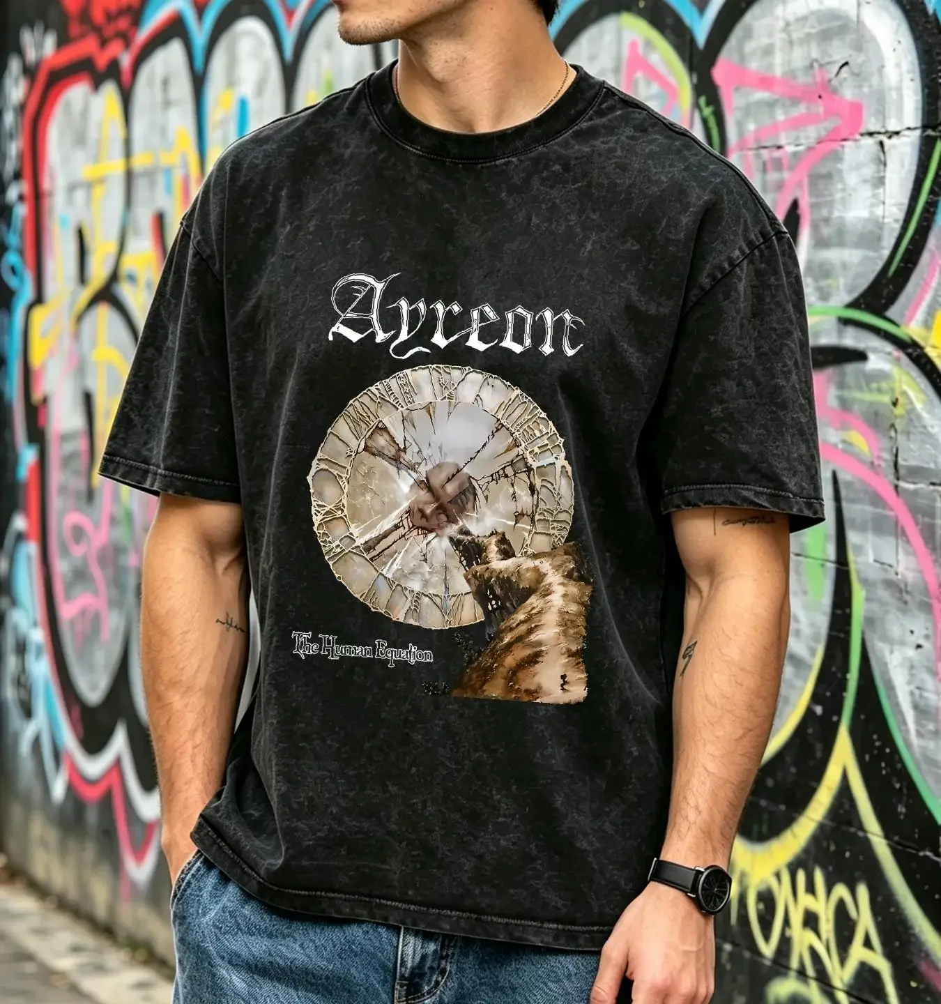 washed T Shirt NWT Ayreon The Human Equation Progressive Rock Band Music Album S 4XL vintage Washed Slightly homme