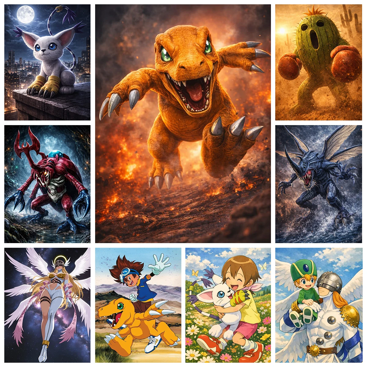 

5D Diamond Painting Digital Monster A-Angewomon Classic Manga DIY Diamond Embroidery Nostalgia Home Wall Decor Fan Collection