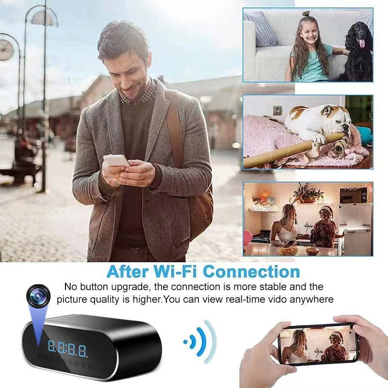 Mini reloj con cámara de 1080P, Control HD WIFI, gran angular, visión nocturna IR, alarma, videocámara DVR, cámara de vigilancia para el hogar