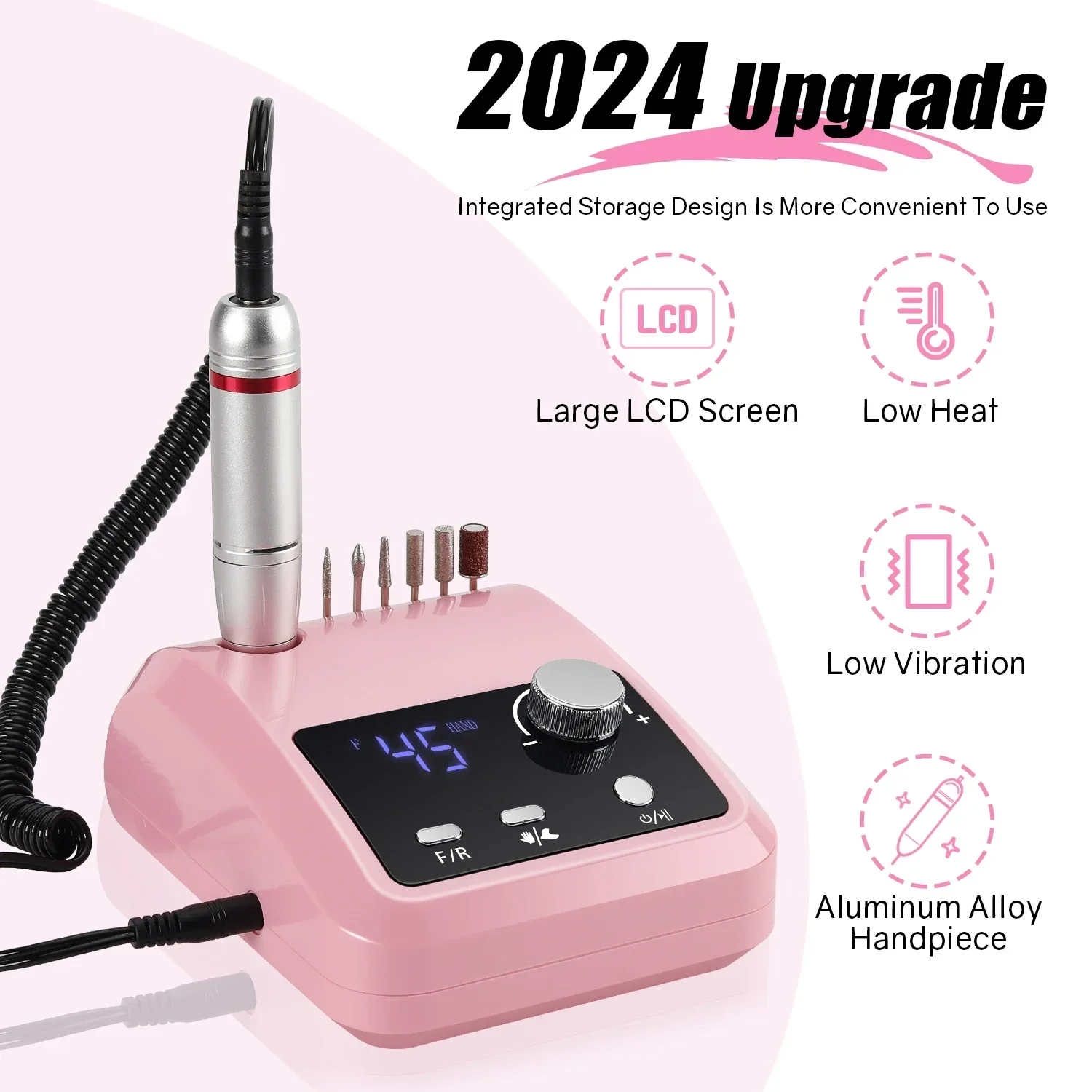 High Quality Nail Drill Machine 45000RPM Electric File With HD Display Metal Manicure Pen Professional Nail Lathe Sander