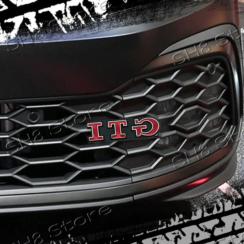 سيارة الجبهة مصبغة شعار GTI ثلاثية الأبعاد الجسم المعدني الخلفي الجذع شارة ملصق ل جيتا تيغوان توران باسات جولف 4 5 6 8 MK3 MK4 MK5