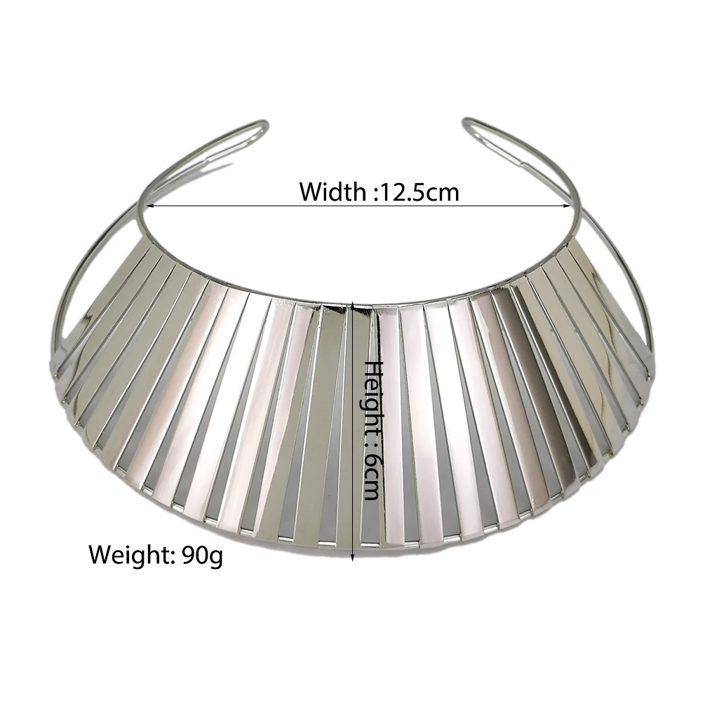 Fashion Indian Metal Torques Collar Choker Statement Necklaces For Women Gold Color Wide Metal African Jewelry MANILAI